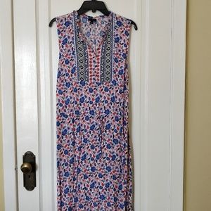 Talbots Pink and Blue Floral Maxi Dress Size 14
